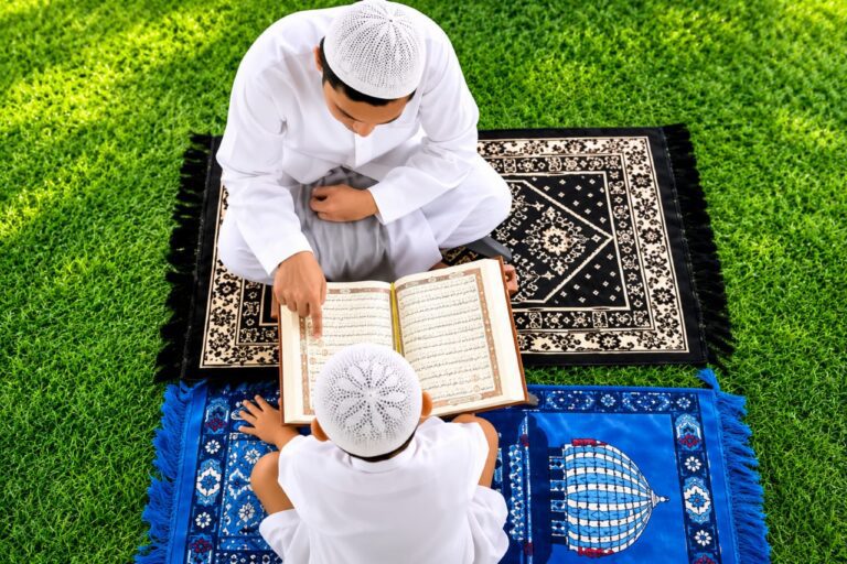 Online Quran teacher teaching a child with the Holy Quran