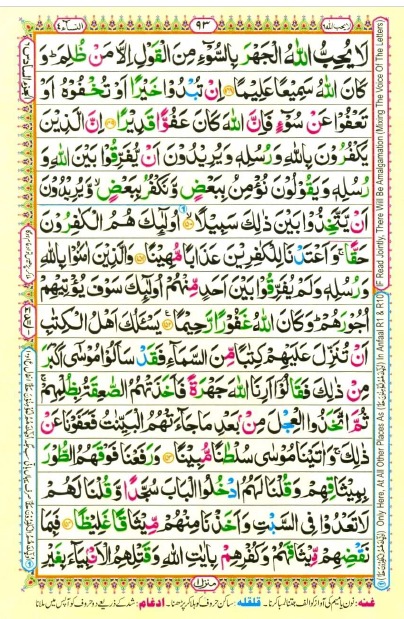 Quran Para 06 La Yuhibbullah First Page Cover
